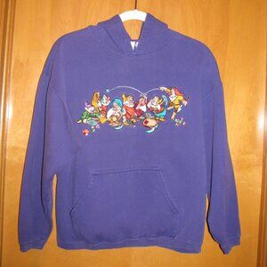vintage disney seven dwarfs mining embroidered purple hoodie sweatshirt